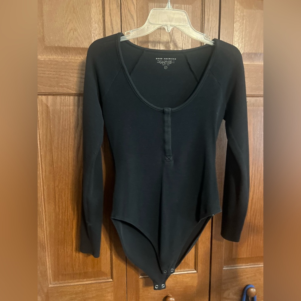 Good American Black Long Sleeve Bodysuit
